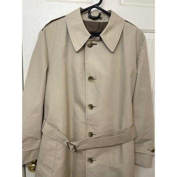 London Fog Men's Trench Coat Pea coat Zip Out Lining Size 42 Reg Tan VTG - Picture 3 of 16